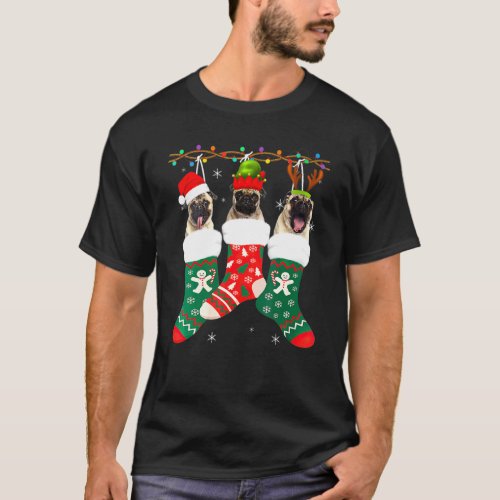 Dog Pug Christmas Socks Funny Xmas Pajama Pet Pupp T-Shirt