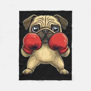 Dog Pug Dressed As A Boxer Funny Boxing  Fleece Blanket