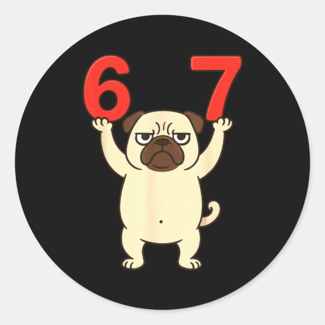 Dog Pug Funny 67 Meme Six Seven  Classic Round Sticker (Front)
