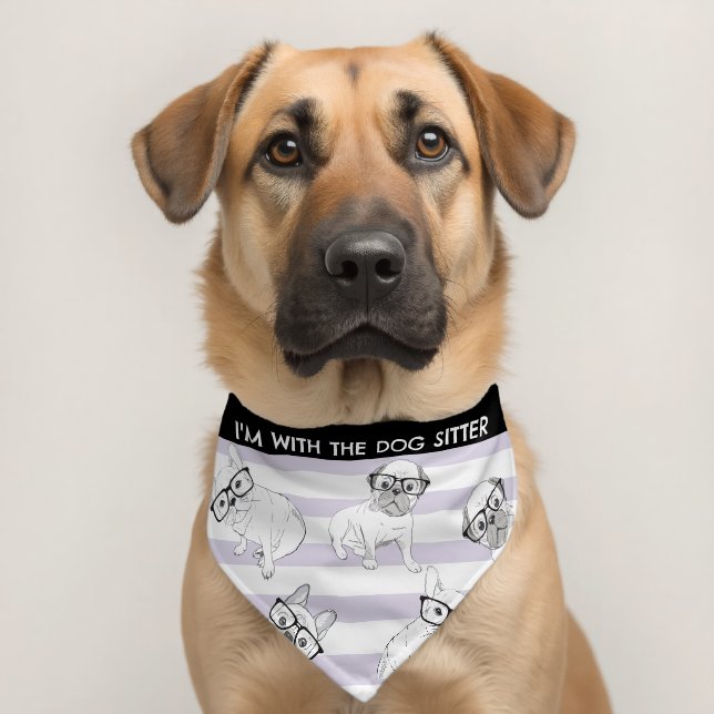 Dog Pug I'm with the dog sitter Pet Bandana Collar (Dog 2)