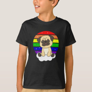 Dog Pug Rainbow Glitter Kawaii Dogs Colorful T-Shirt