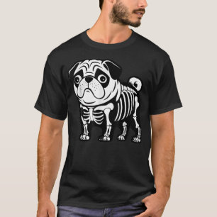 Dog Pug Skeleton Halloween T-Shirt