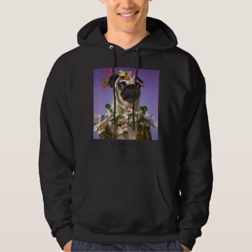 Dog  pug wearing flowers hoodie