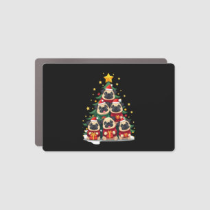 Dog Pugs Christmas Tree Cute Xmas (1) Car Magnet