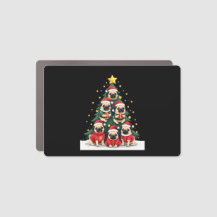 Dog Pugs Christmas Tree Cute Xmas (4) Car Magnet