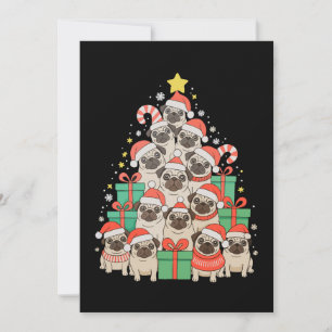 Dog Pugs Christmas Tree Xmas Dad Mom Family Holiday Card