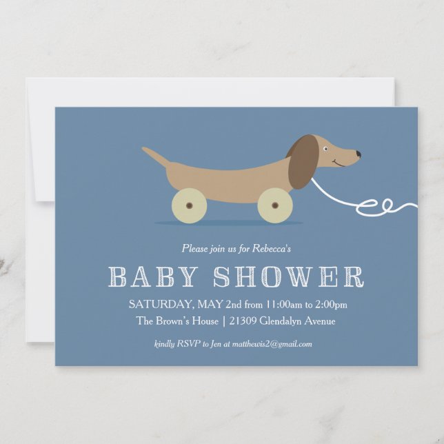 Dog Pull Toy Baby Shower Invitation (Front)