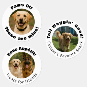 Dog Pun Round Photo Treats Labels