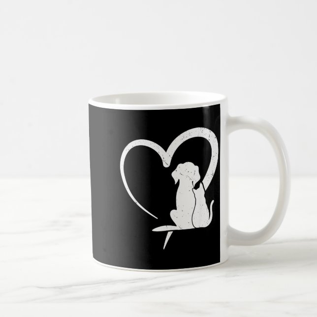 Dog Puppy And Baby Cat Heart For Pets Animal Lover Coffee Mug (Right)