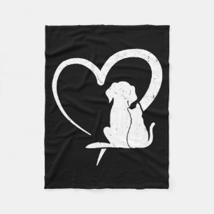 Dog Puppy And Baby Cat Heart For Pets Animal Lover Fleece Blanket