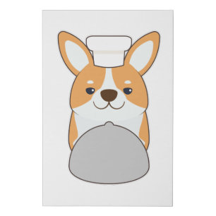Dog puppy as Cook with Platter Faux Canvas Print