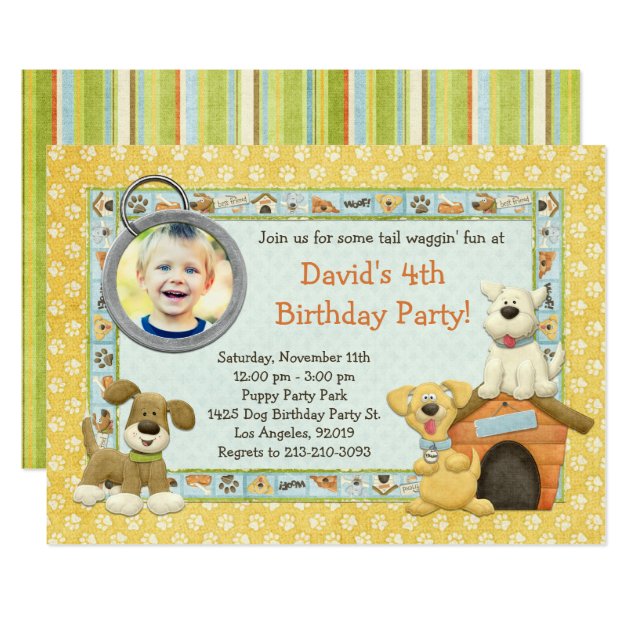 Dog Puppy Birthday Party Invitation