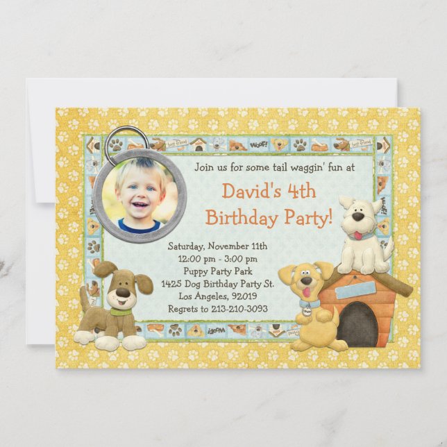 Dog Puppy Birthday Party Invitation (Front)