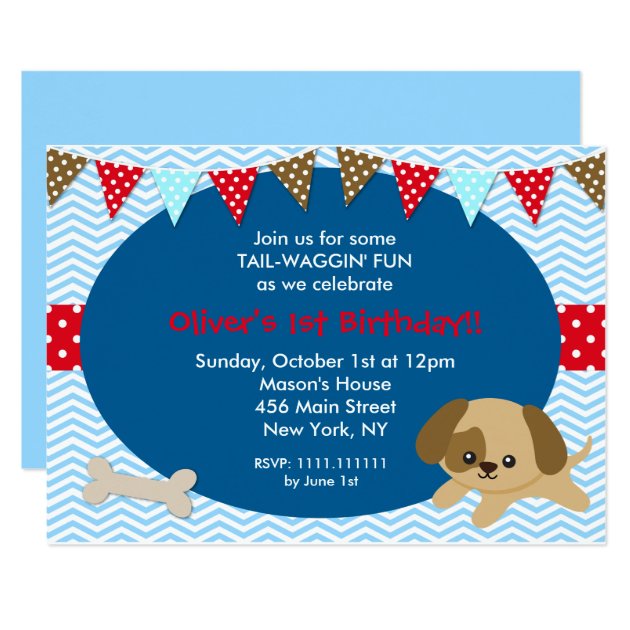 Dog Puppy Birthday Party Invitations