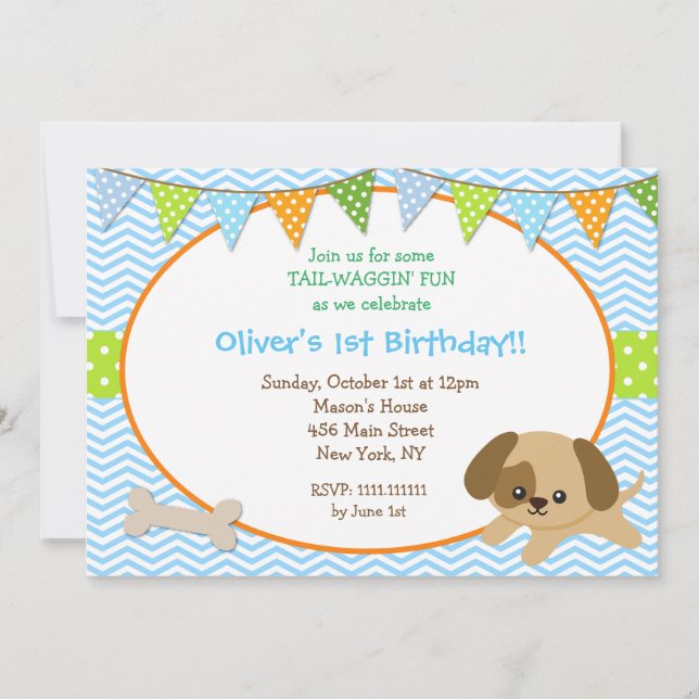 Dog Puppy Birthday Party Invitations (Front)