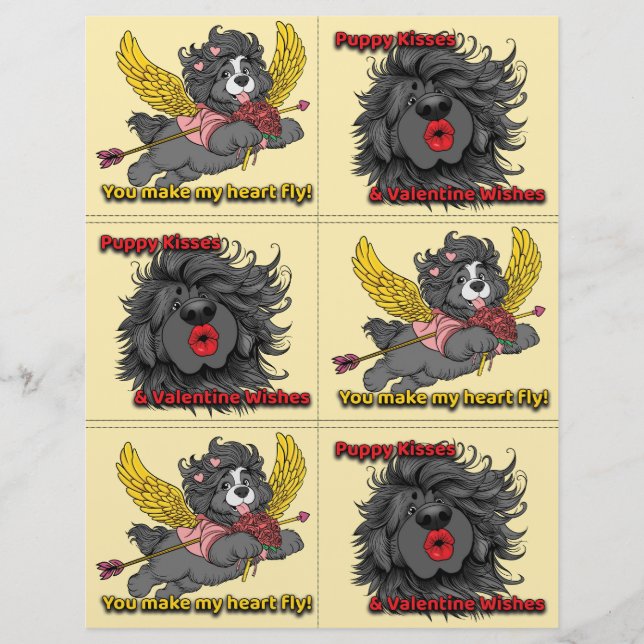 Dog Puppy Classroom Valentine Sheets (Front)