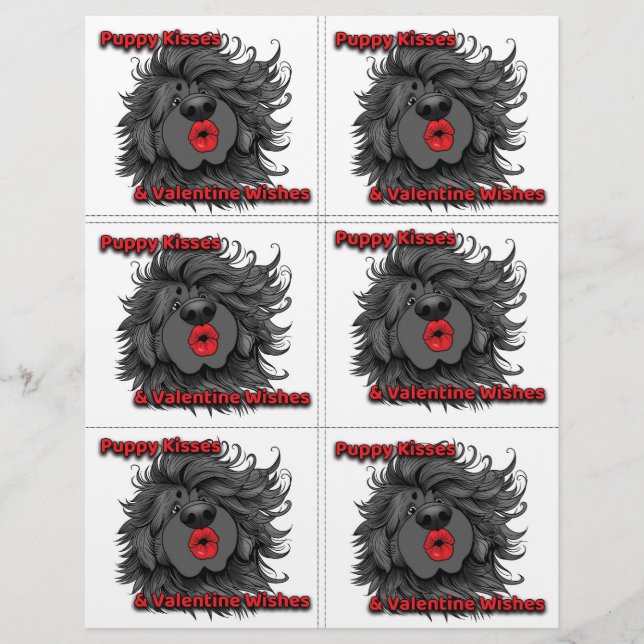 Dog Puppy Classroom Valentine Sheets (Front)