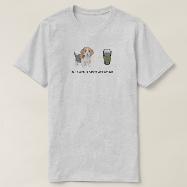Dog puppy coffee tea lovers cute T-Shirt (Design Front)