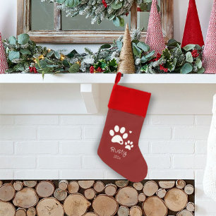 Dog Puppy cutsom Pet Christmas   Modern Cute Red  Stocking
