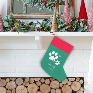 Dog Puppy cutsom Pet Christmas Modern Red & green Small Christmas Stocking