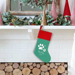 Dog Puppy cutsom Pet Christmas Modern Red & green Stocking