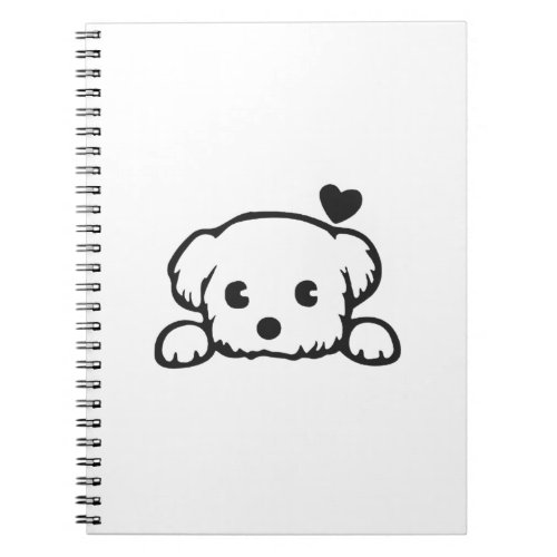 Dog Puppy Face Outline Cute Fancy Notebook