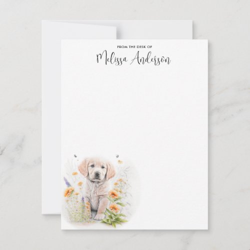 Dog Puppy Golden Retriever Modern Watercolor Note Card