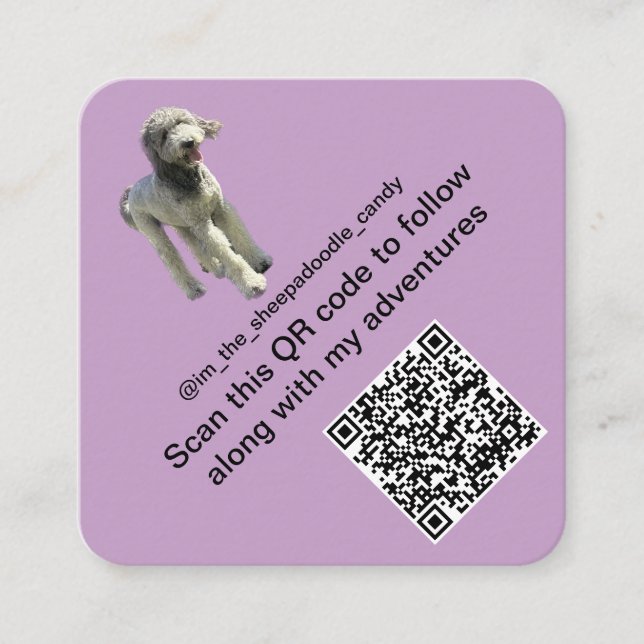 Dog / Puppy Instagram Tik Tok QR Code Cards (Front)