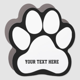 Dog Puppy Paw Print Black Background Personalised Car Magnet