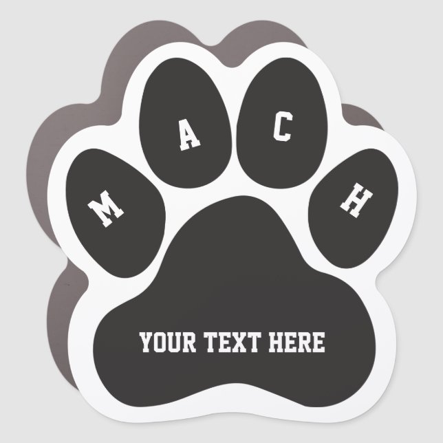 Dog Puppy Paw Print Personalised Car Magnet (Front)
