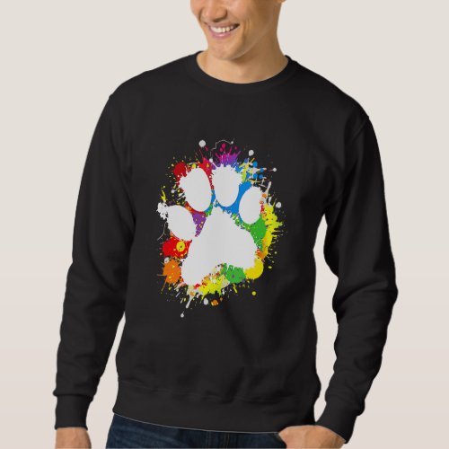 Dog Puppy Paw Print Rainbow Animal Dog  Mothers Da Sweatshirt