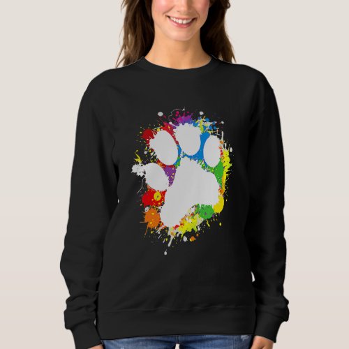 Dog Puppy Paw Print Rainbow Animal Dog  Mothers Da Sweatshirt