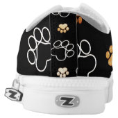Dog Puppy Paw Prints Gifts Black and Gold Low-Top Sneakers (Left Shoe Back)