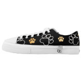 Dog Puppy Paw Prints Gifts Black and Gold Low-Top Sneakers (Left Shoe Outside)
