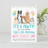Dog Puppy Paw-ty Birthday Invitation (Standing Front)