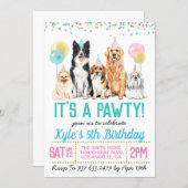 Dog Puppy Paw-ty Birthday Invitation (Front/Back)