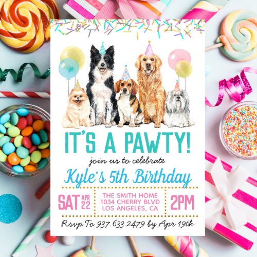 Dog Puppy Paw_ty Birthday Invitation