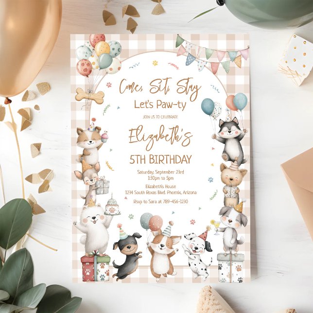 Dog Puppy Pawty Birthday Invitation (Creator Uploaded)