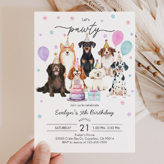 Dog Puppy Pawty Birthday Invitation