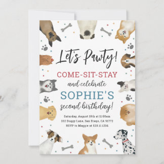 Dog Puppy Pet Pawty Birthday Party Invitation
