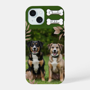 Dog puppy phone photo and name two dogs iPhone 15 case