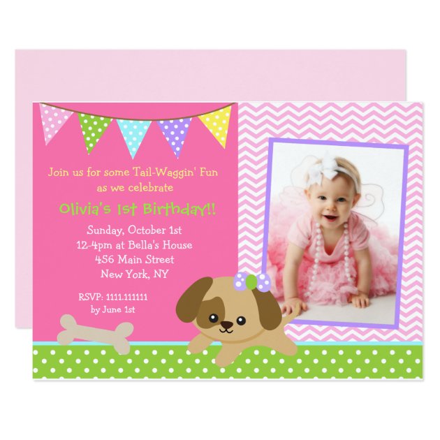 Dog Puppy Photo Birthday Party Invitations