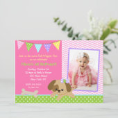 Dog Puppy Photo Birthday Party Invitations (Standing Front)