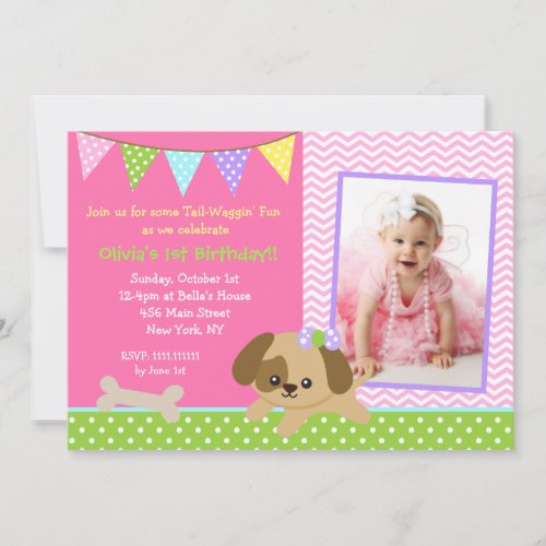 Dog Puppy Photo Birthday Party Invitations