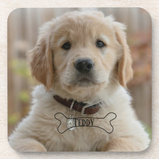 DOG PUPPY PHOTO NAME BONE BEST DOG MOM DAD TRENDY BEVERAGE COASTER
