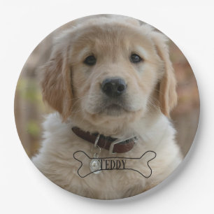 DOG PUPPY PHOTO NAME BONE BEST DOG MOM DAD TRENDY PAPER PLATES