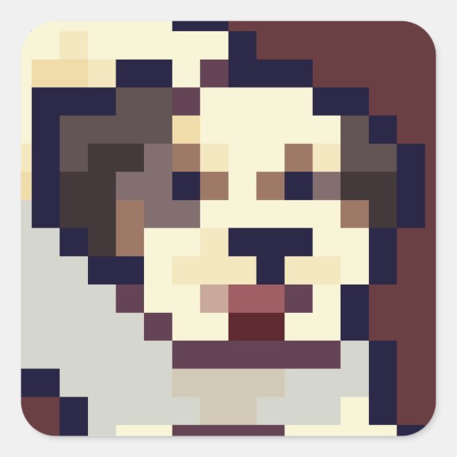 Dog, puppy, Pixelart, Pixel Art Square Sticker (Front)