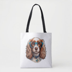 Dog Puppy Pooch Cute Funny Glasses Study Student   Tote Bag
