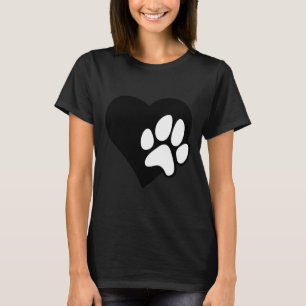 Dog Puppy Present I Love Dogs Paw Print Heart Cute T-Shirt