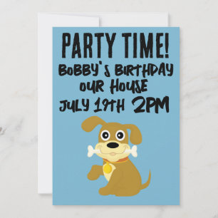 DOG PUPPY SCRIPT KIDS BIRTHDAY INVITATIONS